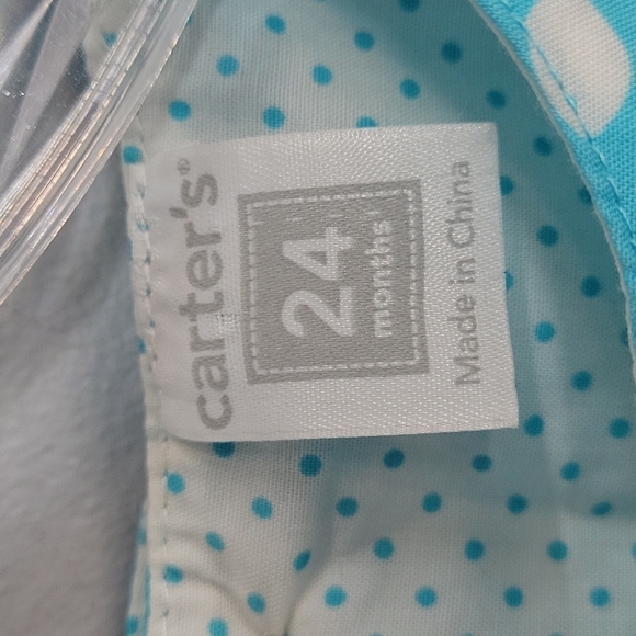 Carter's Turquoise Blue & White Fish Dress & Matching Diaper Cover 24 MOS - Picture 5 of 12